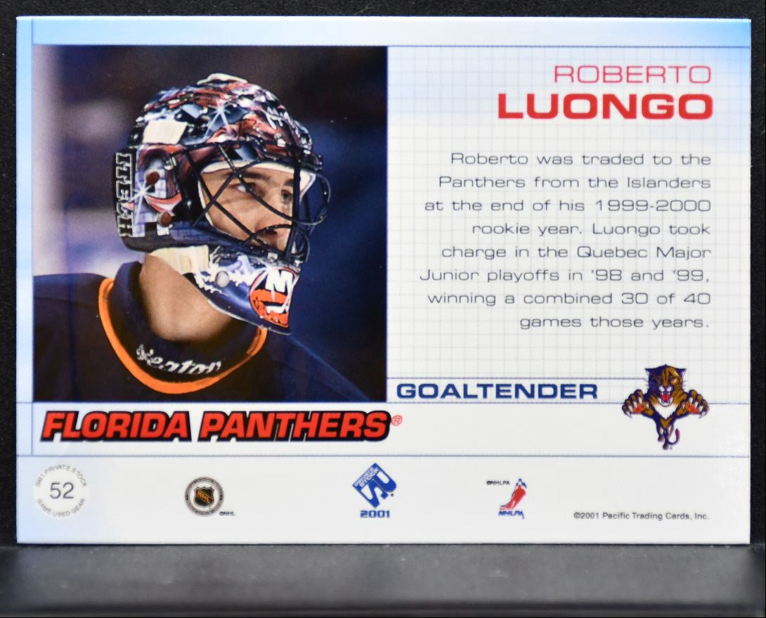 2000-01 Pacific Private Stock Reserve Game Gear Roberto Luongo Jersey 3216