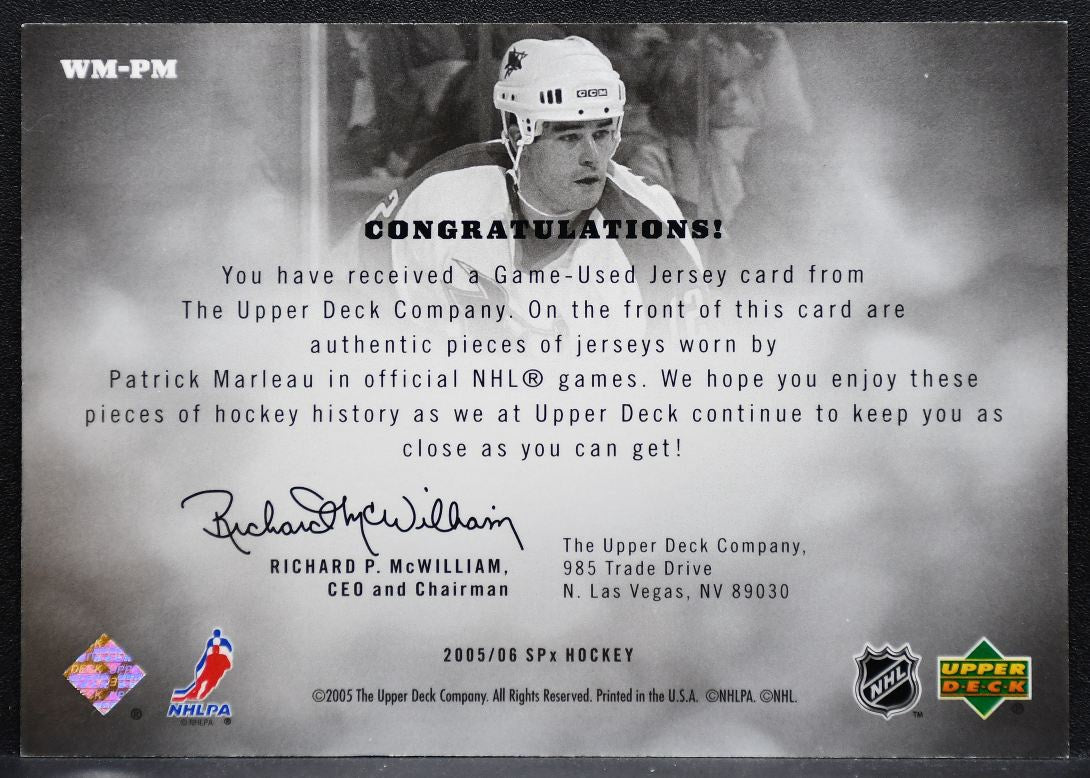 2005-06 SPx Winning Materials Patrick Marleau WM-PM Sharks 276/350 Jersey 0844