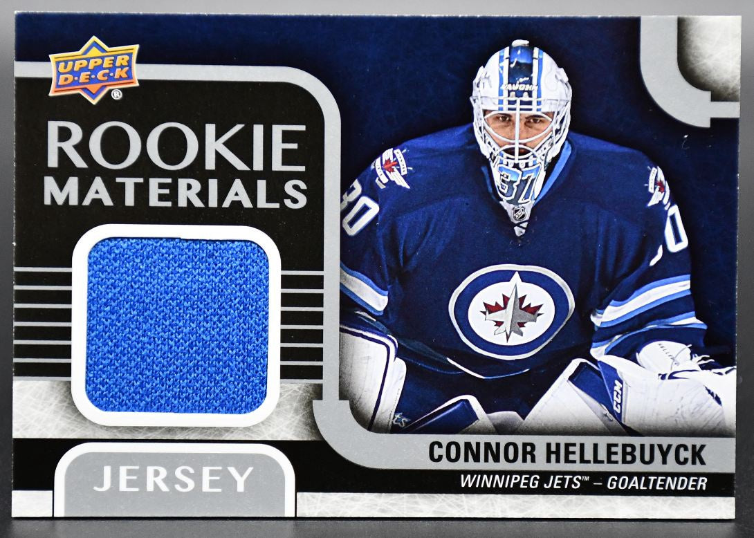 2015-16 UD Series 2 Rookie Materials Connor Hellebuyck RM-CH RC Jersey #2