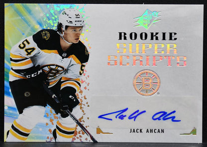 2021-22 SPx Rookie Superscripts Jack Ahcan RSS-JA Boston Bruins RC Auto 1605