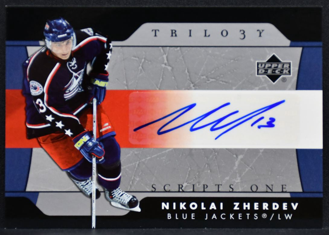 2005-06 UD Trilogy Script One Nikolai Zherdev SFS-NZ Blue Jackets Auto 7563
