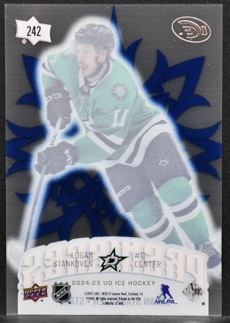 2024-25 UD Ice Premieres Blue Logan Stankoven 242 Dallas Stars RC 107/399