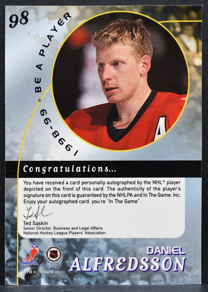 1998-99 Be a Player Autographs Daniel Alfredsson 98 Ottawa Senators Auto 7750