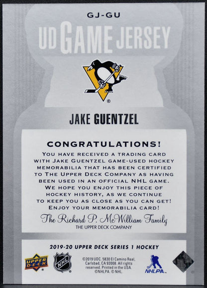 2019-20 UD Series 1 UD Game Jersey Jake Guentzel GJ-GU Jersey 0550