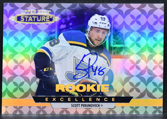 2021-22 UD Stature Rookie Excellence Auto Scott Perunovich RE-20  RC Auto