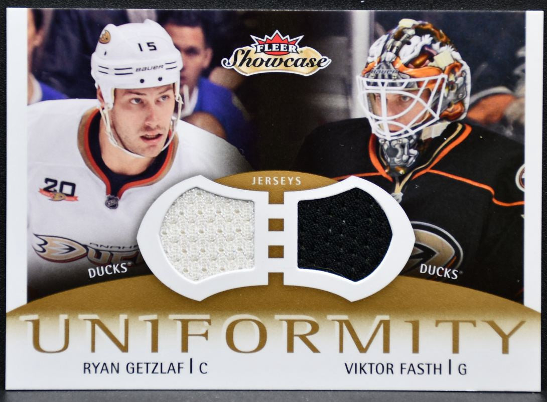 2013-14 Fleer Showcase Uniformity Jerseys Getzlaf/Fasth Ducks Jersey 2874