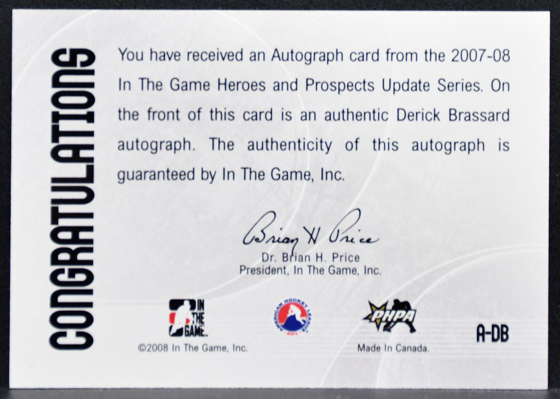 2008-09 In The Game Heroes and Prospects Autographs Brassard Auto 4934