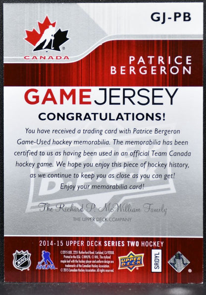 2014-15 UD Series 2 Game Jersey Patrice Bergeron GJ-PB Jersey 1960