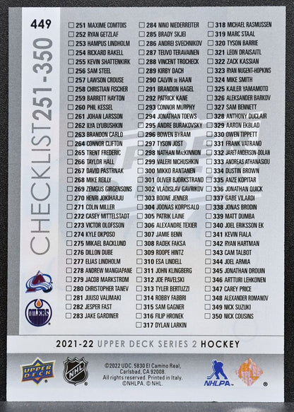 2022-23 UD Series 2 Checklist MacKinnon/Draisaitl Avalanche/Oilers 8457