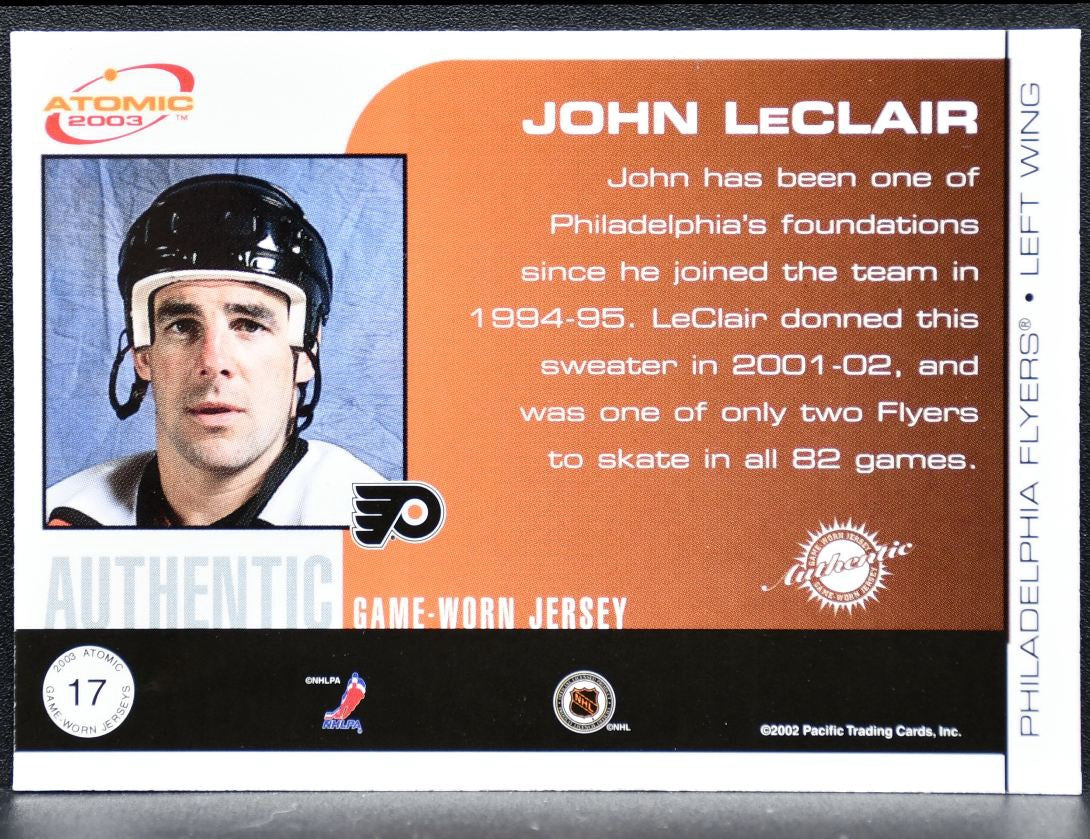 2002-03 Pacific Atomic Authentic Game-Worn Jersey LeClair Flyers Jersey 8037