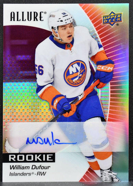 2023-24 UD Allure Red Rainbow - Auto William Dufour 137 Islanders Auto 4076