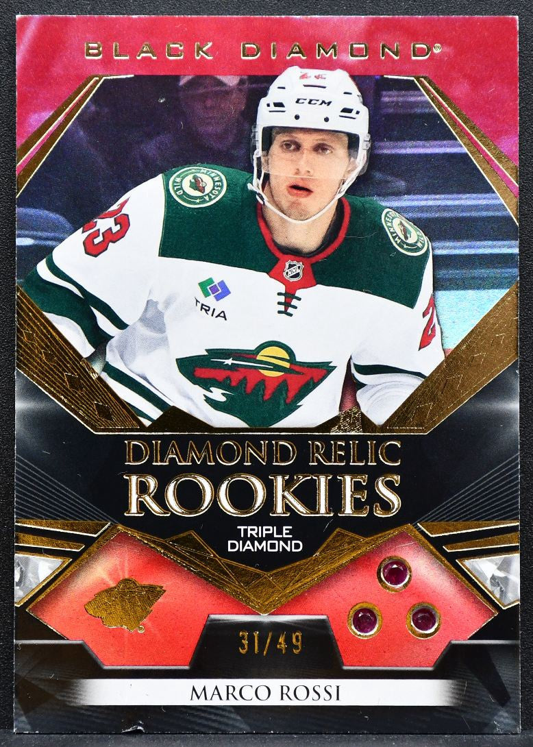 2022-23 UD Black Diamond Relic Rookies Triple Diamond Marco Rossi Wild RC 8068