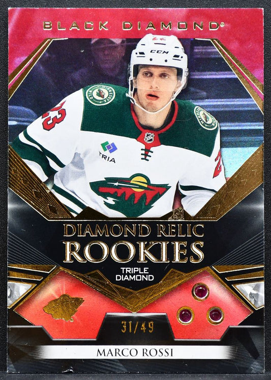2022-23 UD Black Diamond Relic Rookies Triple Diamond Marco Rossi Wild RC 8068