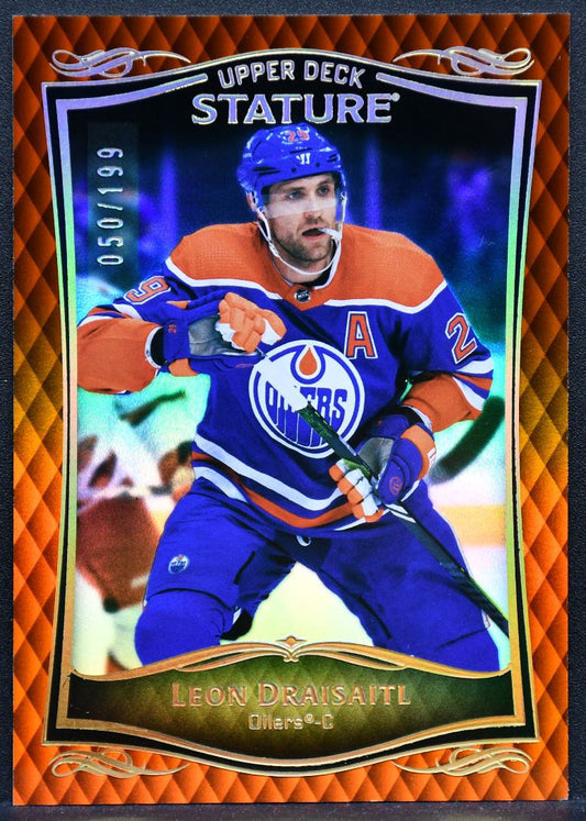 2023-24 Upper Deck Stature Orange Leon Draisaitl 7 Edmonton Oilers 050/199 6942