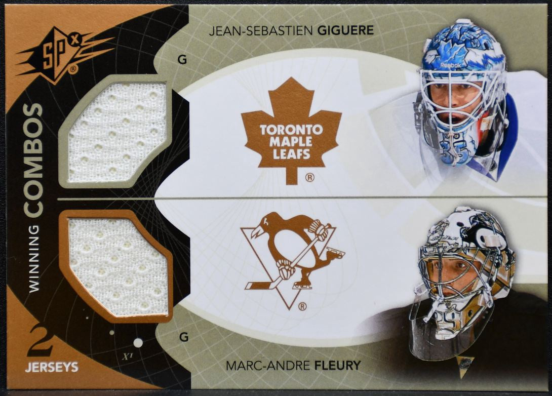 2010-11 SPx Winning Combos Giguere/Fleury Maple Leafs/Penguins Jersey 9157