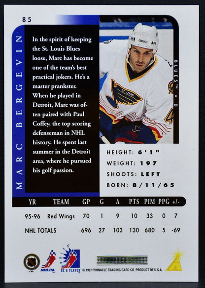 1996-97 Pinnacle Be a Player Autographs Marc Bergevin 85 Blues Auto 8867