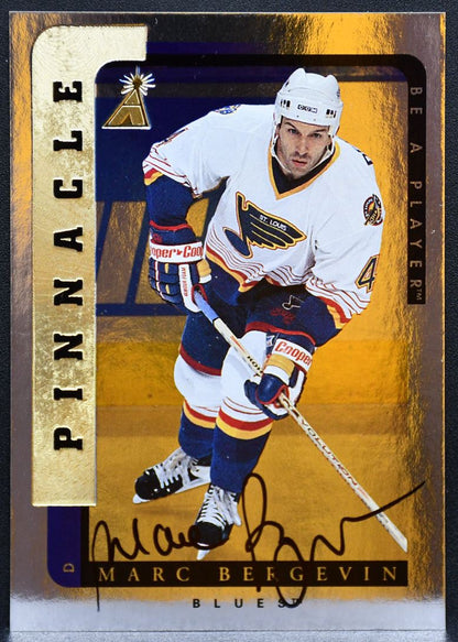 1996-97 Pinnacle Be a Player Autographs Marc Bergevin 85 Blues Auto 8867