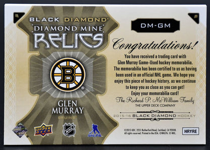 2015-16 UD Black Diamond Diamond Mine Relics Glen Murray DM-GM 43/75 Patch