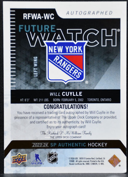 2023-24 SP Authentic Retro Future Watch Auto Cuylle Rangers RC Auto /699 4649