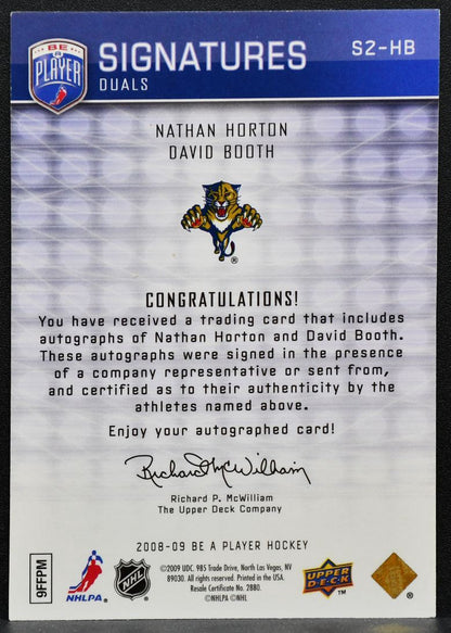 2008-09 UD Be a Player Signatures Dual Nathan Horton/David Booth Auto 7295