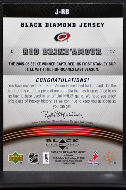 2006-07 Upper Deck Black Diamond Jerseys Rod Brind'Amour Hurricanes Jersey 7009