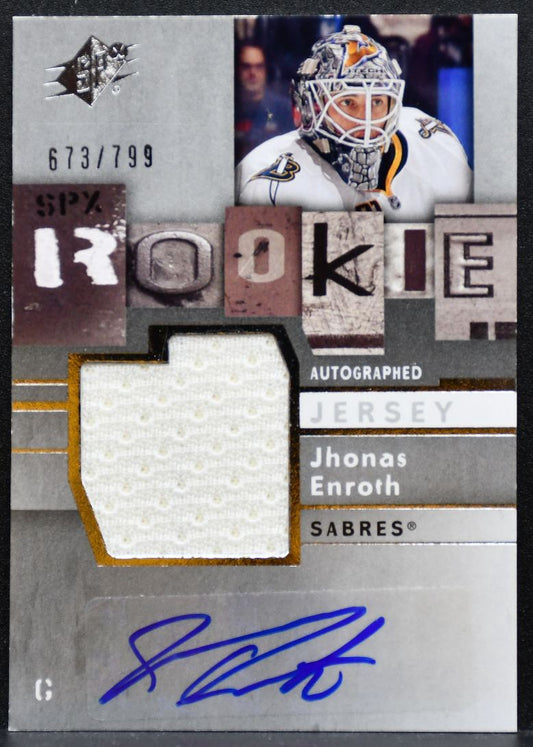 2009-10 SPx Rookie Jersey Auto Jhonas Enroth Sabres RC Auto 673/799 Jersey 6785