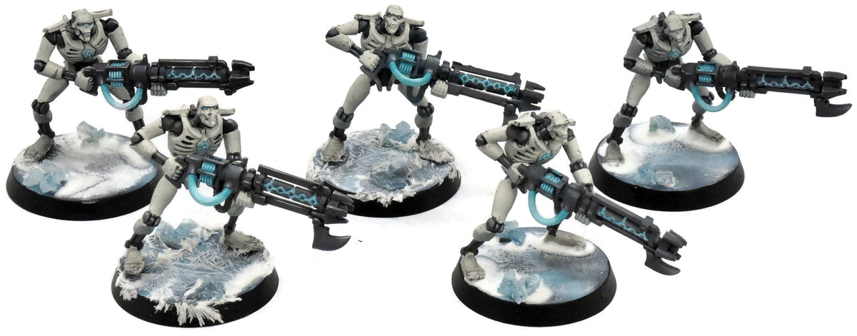 NECRONS 5 Necron Warriors #4 Warhammer 40K WELL PAINTED