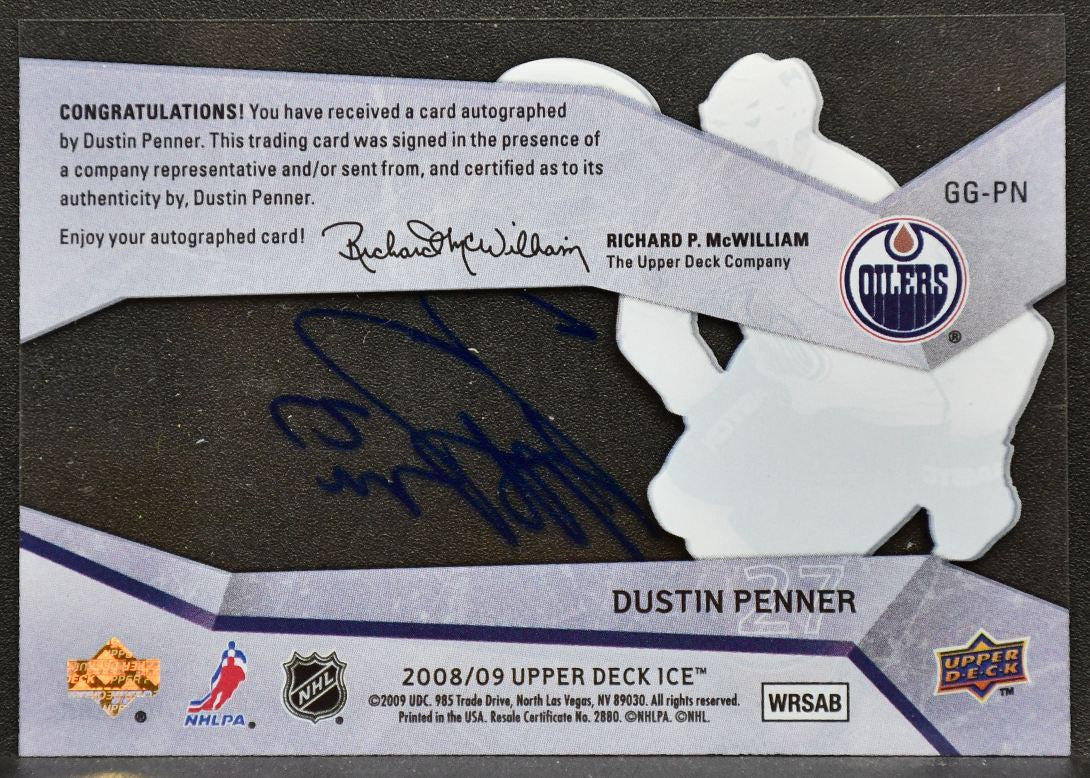 2008-09 Upper Deck Ice Glacial Graphs Dustin Penner GG-PN Oilers Auto 2544