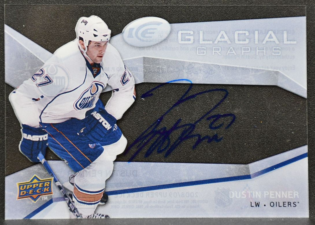 2008-09 Upper Deck Ice Glacial Graphs Dustin Penner GG-PN Oilers Auto 2544