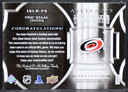 2015-16 UD Artifacts Lord Stanley's Legacy Relics Eric Staal Jersey 4521