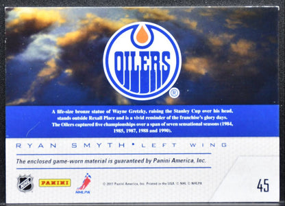 2011-12 Panini Pinnacle Game Night Materials Ryan Smyth 45 Oilers Jersey 4909