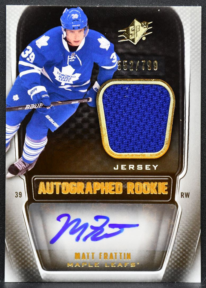 2011-12 SPx Jersey RC Matt Frattin 196 Maple Leafs RC Auto 552/799 Jersey 0485