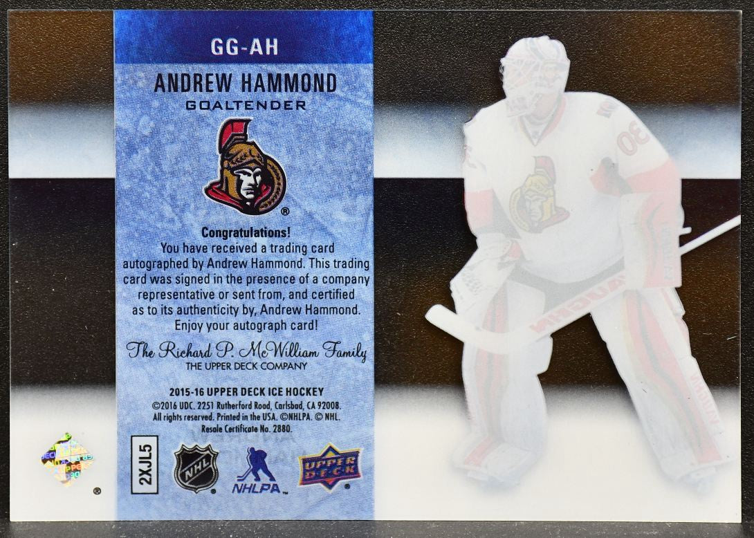 2015-16 Upper Deck Ice Glacial Graphs Autograph Andrew Hammond GG-AH Auto 4501