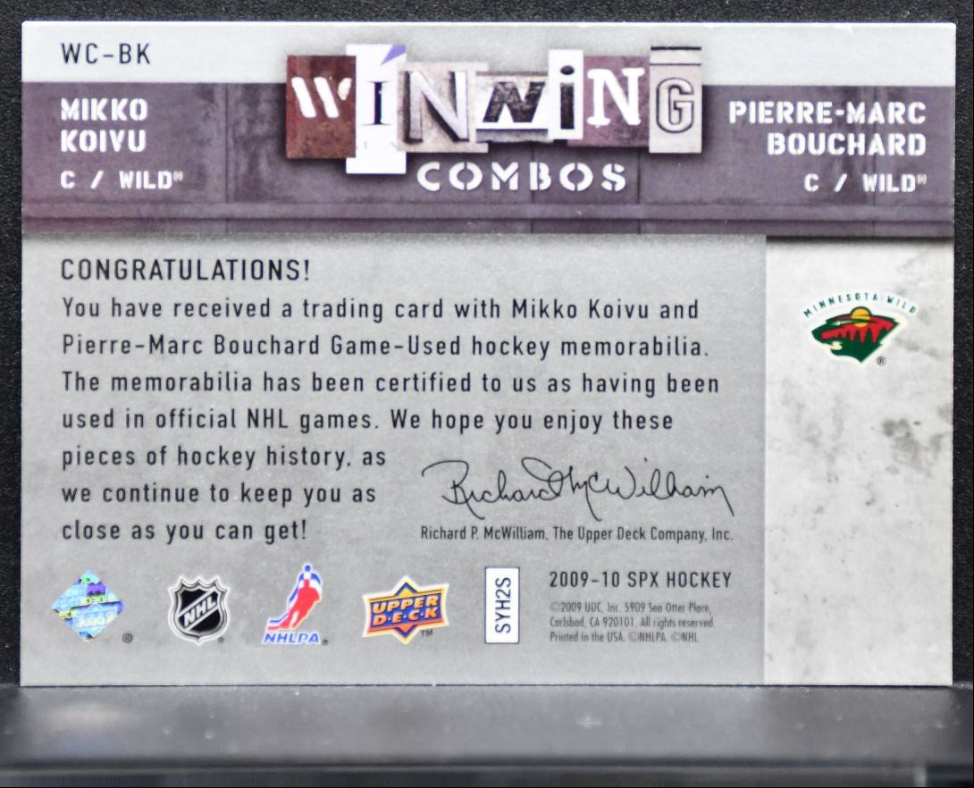 2009-10 SPx Winning Combos Mikko Koivu/Pierre-Marc Bouchard Wild Jersey 4596
