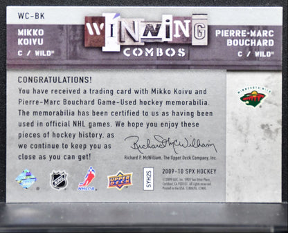 2009-10 SPx Winning Combos Mikko Koivu/Pierre-Marc Bouchard Wild Jersey 4596