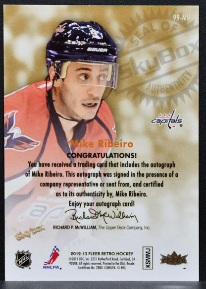 2012-13 Fleer Retro Autographics 1999 Mike Ribeiro 99-MR Capitals Auto 0437
