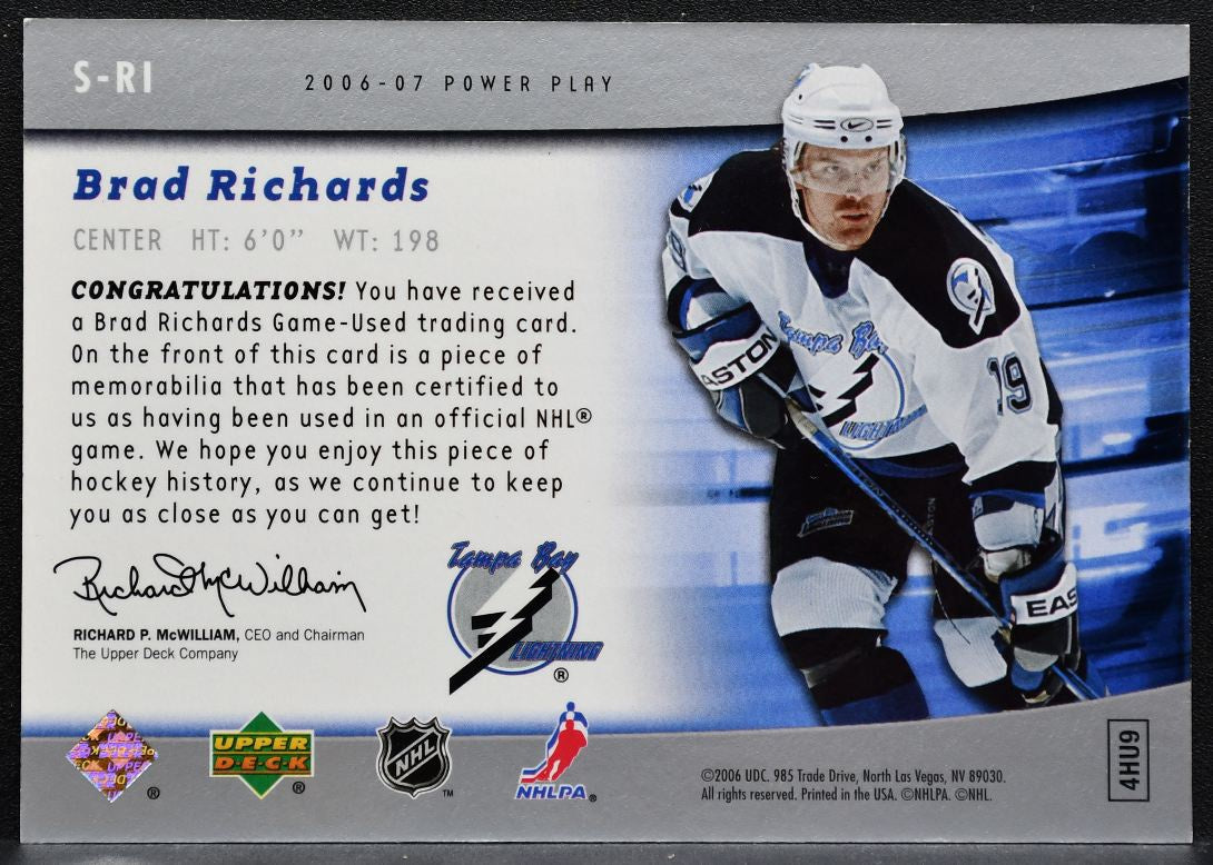2006-07 UD Power Play The Specialists Brad Richards S-RI Lightning Jersey 2349