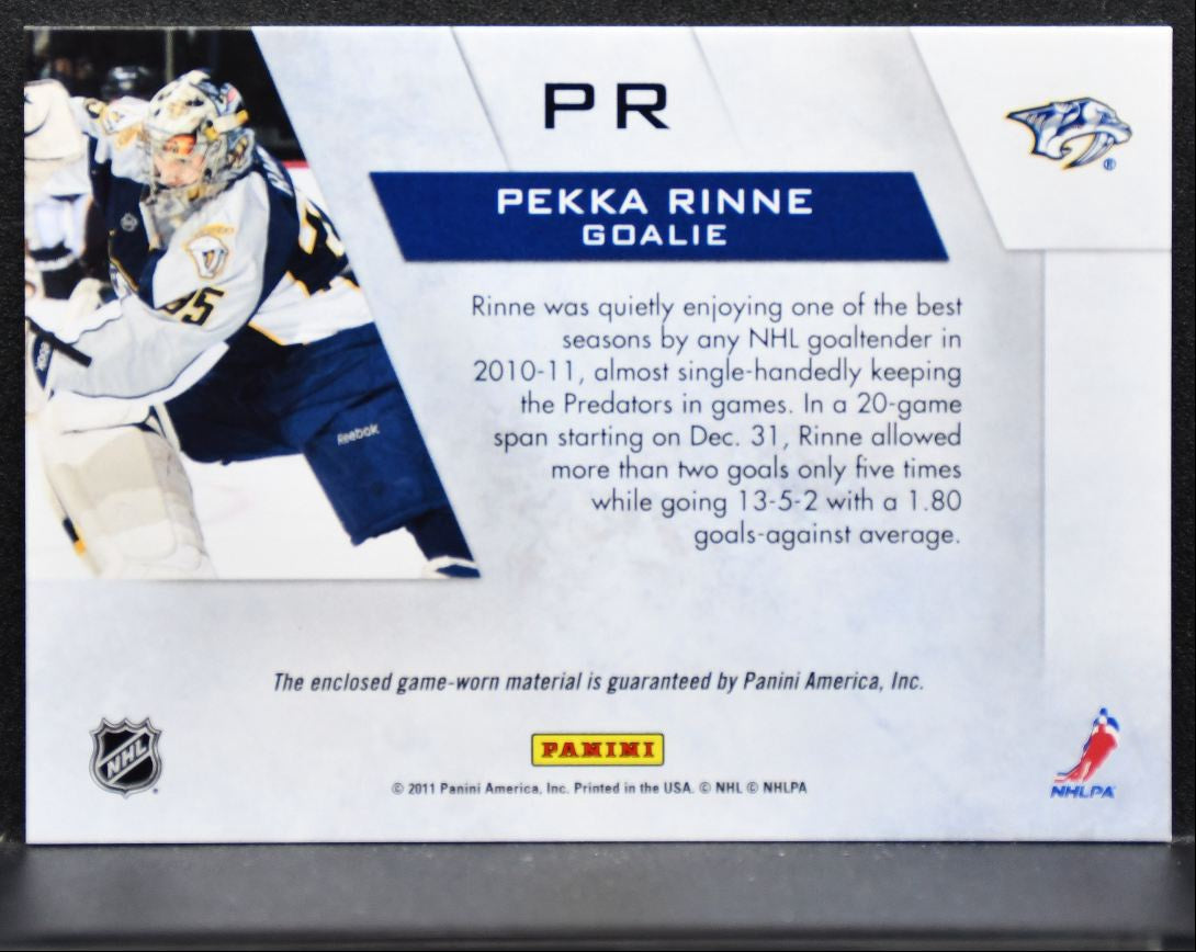2010-11 Panini Zenith Winter Warriors Materials Pekka Rinne Jersey 5098