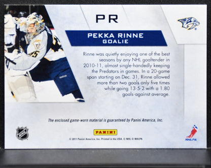 2010-11 Panini Zenith Winter Warriors Materials Pekka Rinne Jersey 5098