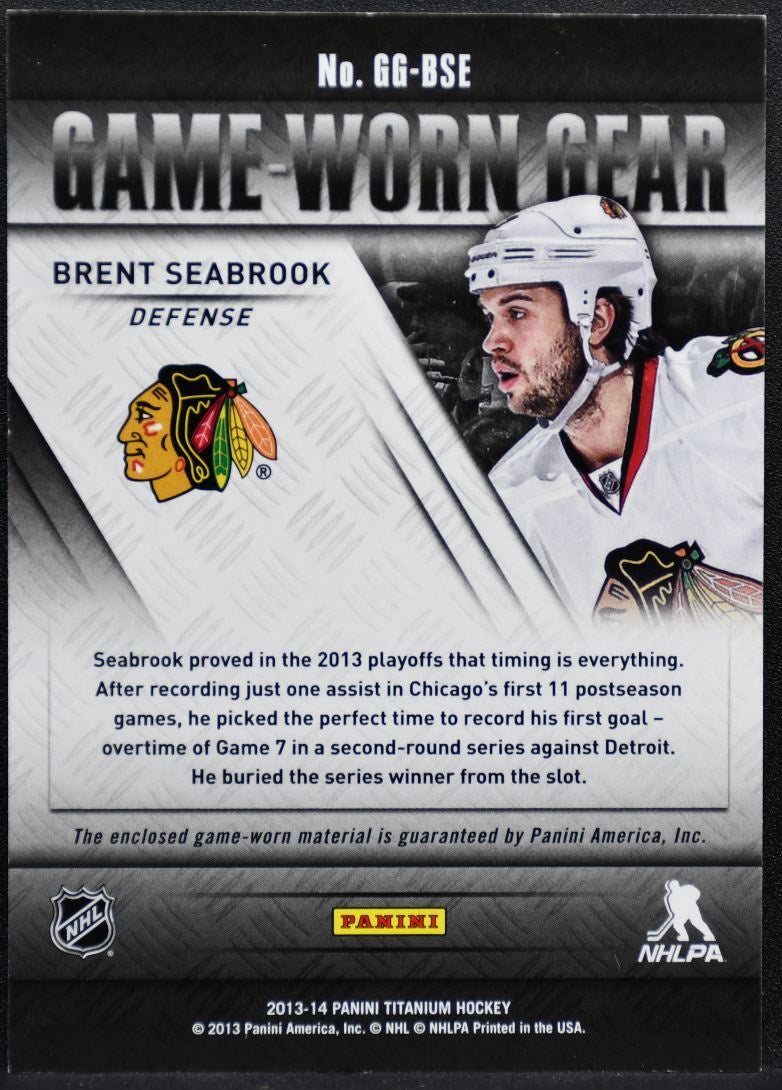 2013-14 Panini Titanium Game-Worn Gear Brent Seabrook GG-BSE Jersey 2784