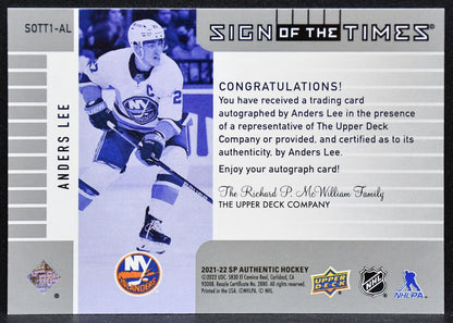 2021-22 SP Authentic 2001-02 Retro Sign Times Lee SOTT1-AL Islanders Auto 5798