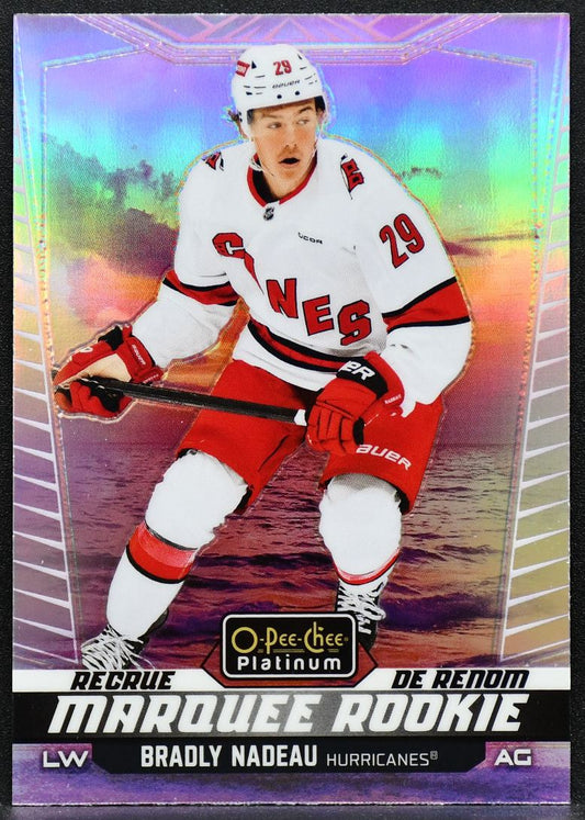 2024-25 OPC Platinum Marquee Rookie Sunset Bradly Nadeau 220 Hurricanes RC 6832