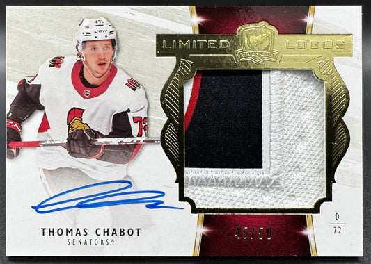 2019-20 UD The Cup Limited Logos Thomas Chabot LL-TC Ottawa Senators Auto 45/50