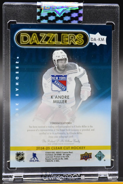 2024-25 UD Clear Cut K'Andre Miller DA-KM New York Rangers Auto