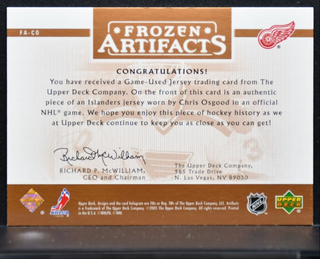 2005-06 UD Artifacts Frozen Copper Chris Osgood Red Wings 097/125 Jersey 2196