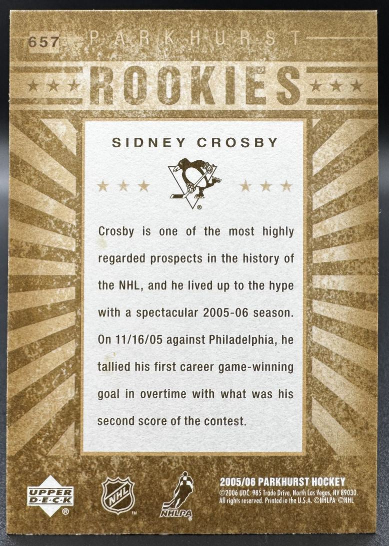 2005-06 Parkhurst Sidney Crosby 657 Pittsburgh Penguins RC
