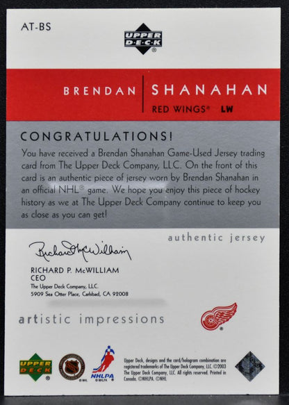 2002-03 UD Artistic Impressions Artist's Touch Shanahan 068/499 Jersey 7621
