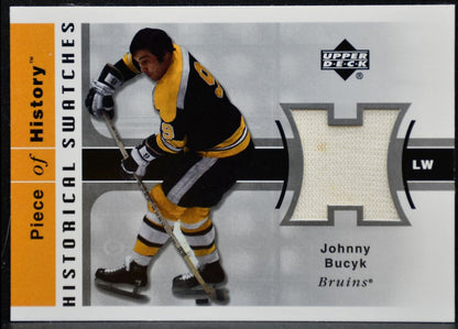 2002-03 UD Piece of History Historical Swatches Johnny Bucyk Bruins Jersey 9249