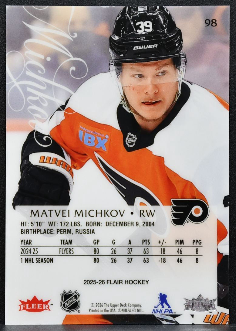 2025-26 Flair Matvei Michkov 98 Philadelphia Flyers 5473