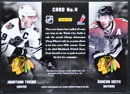 2011-12 Panini Prime Combos Dual Jerseys Keith/Toews Blackhawks /225 Jersey 1518